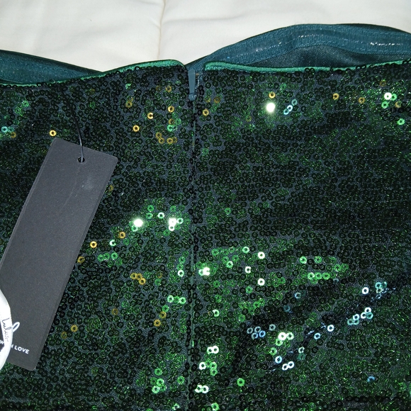Lulu's Emerald Green Sequin Strapless Mini Dress - Picture 6 of 8